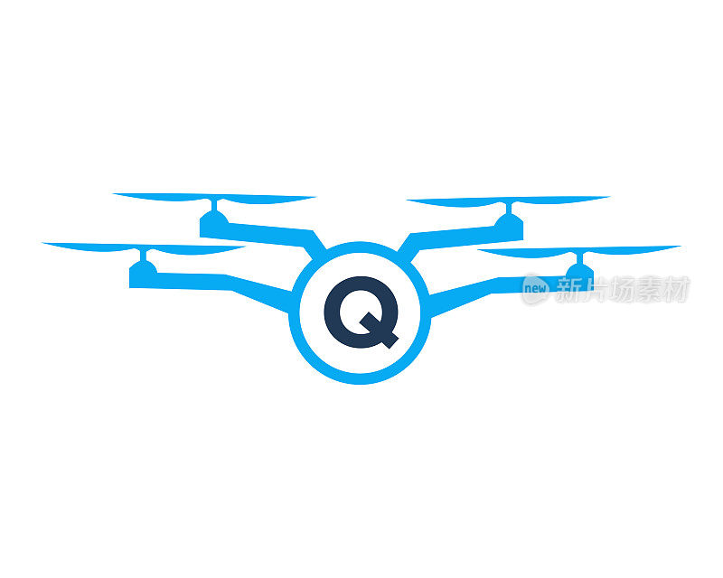无人机标志设计的字母Q概念。摄影无人机矢量模板