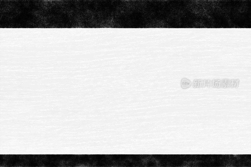 水平空空白木纹理艺术复古垃圾摇滚边缘的背景与白色的中间和黑色涂抹油漆笔画在顶部和底部的边
