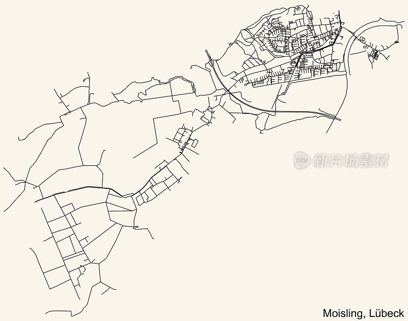 MOISLING区的街道地图，LÜBECK