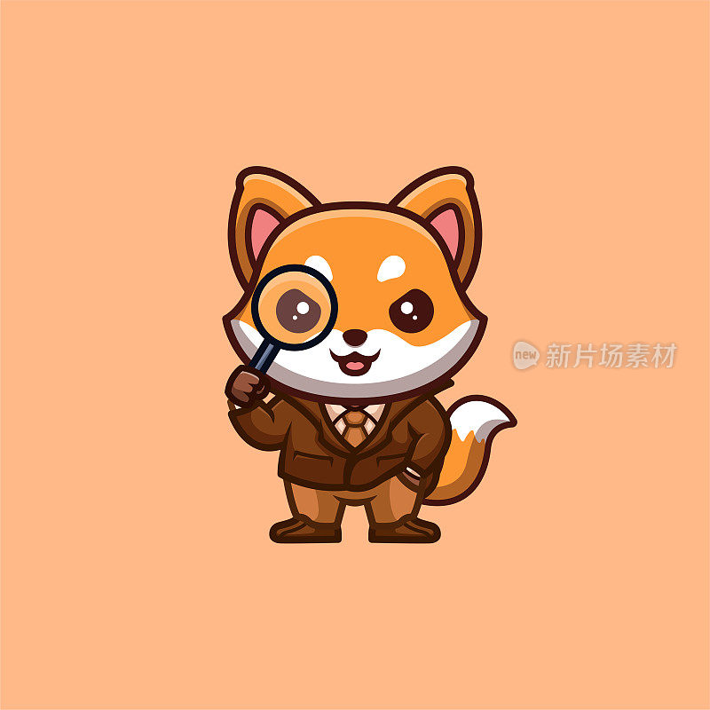 狐狸侦探可爱创意卡哇伊卡通吉祥物标志