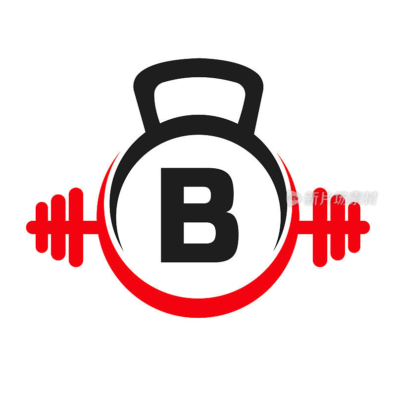 字母B健身标志设计。运动健身房标志图标设计矢量模板