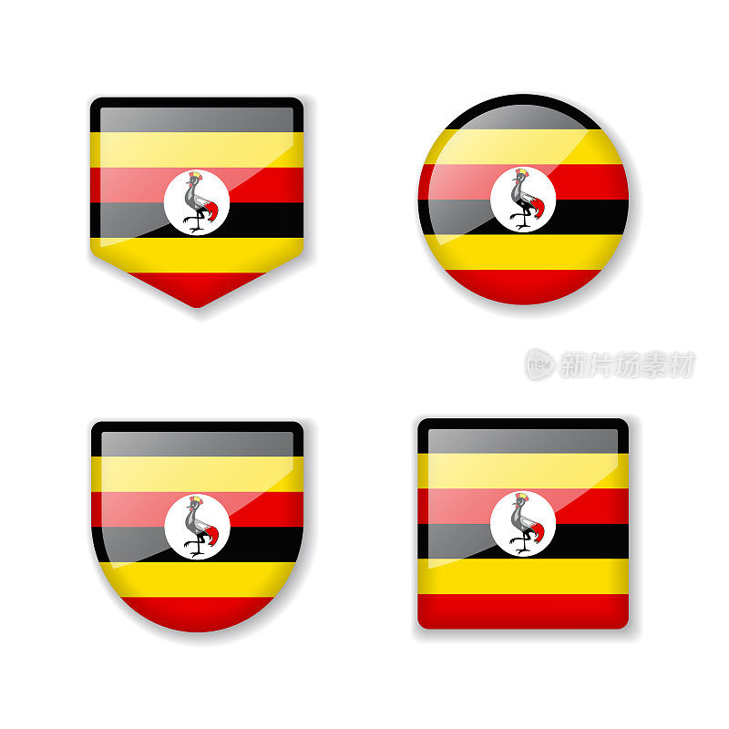 乌干达的旗帜-光泽的集合。