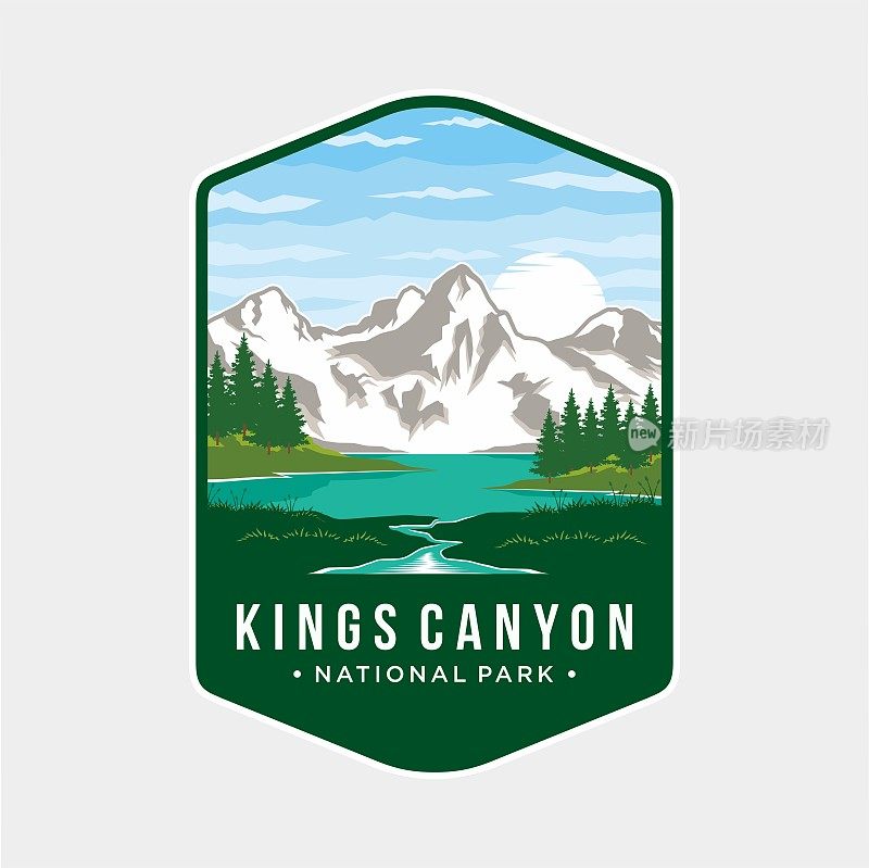 国王峡谷国家公园徽章补丁图标插图在加利福尼亚