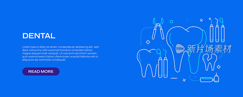 牙科相关的线风格横幅设计网页，标题，宣传册，年度报告和书籍封面