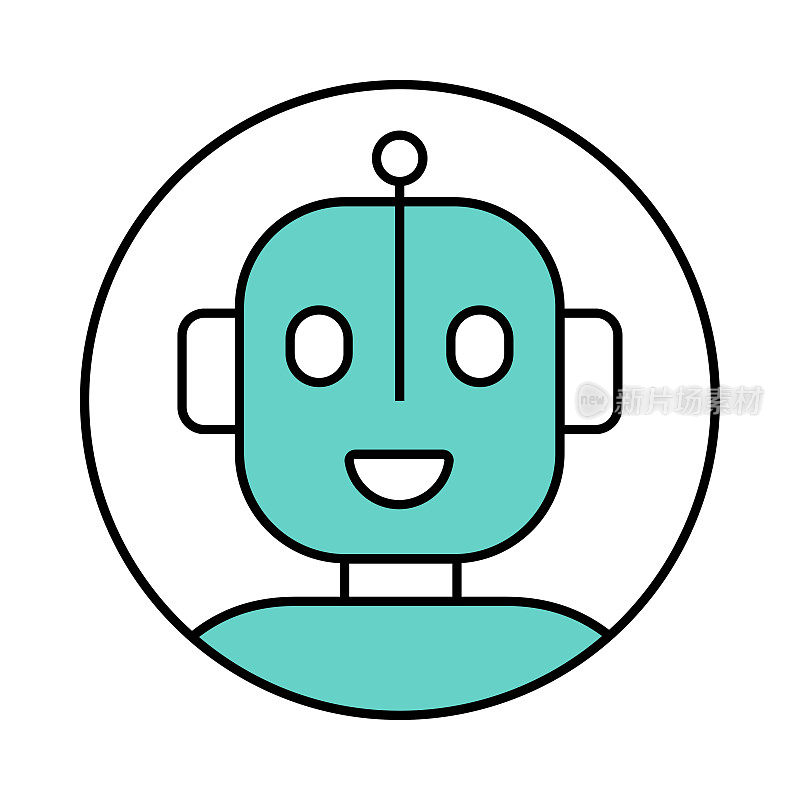 机器人人工智能头像图标。为聊天机器人和社交网络配置不同的机器人面孔。的性格。矢量股票插图