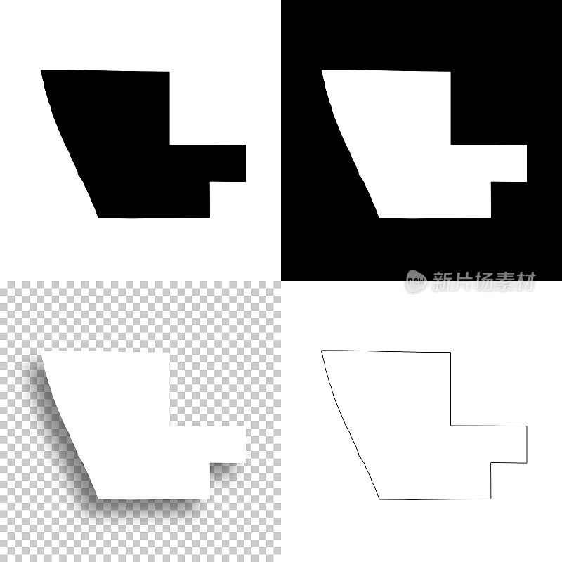 密歇根州马斯基根县。设计地图。空白，白色和黑色背景