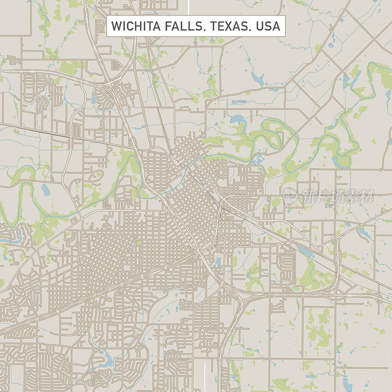 德克萨斯州威奇托瀑布市美国城市街道地图