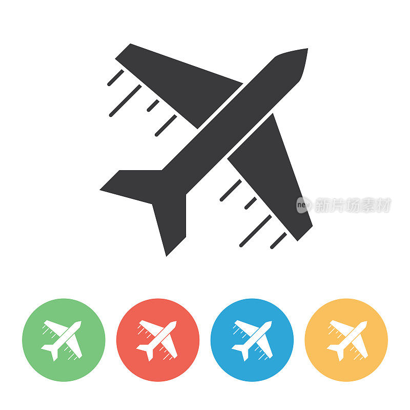 简单的旅行图标在圆形的颜色基地-飞机