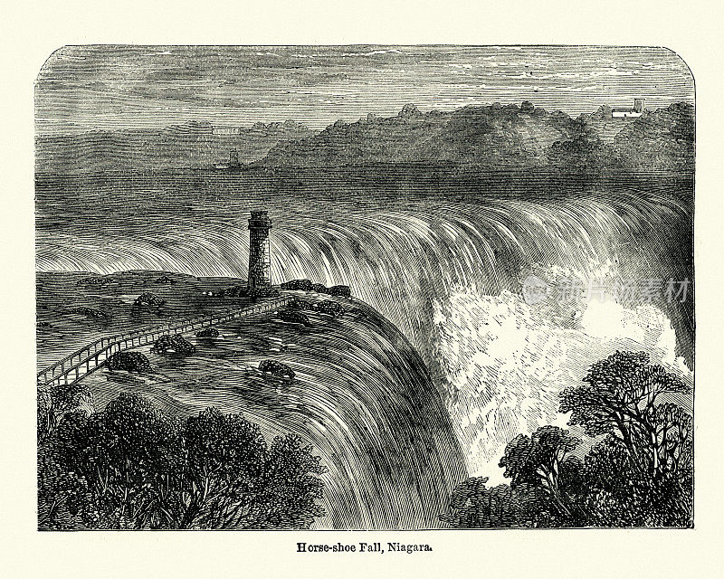 马蹄瀑布，尼亚加拉，加拿大，19世纪