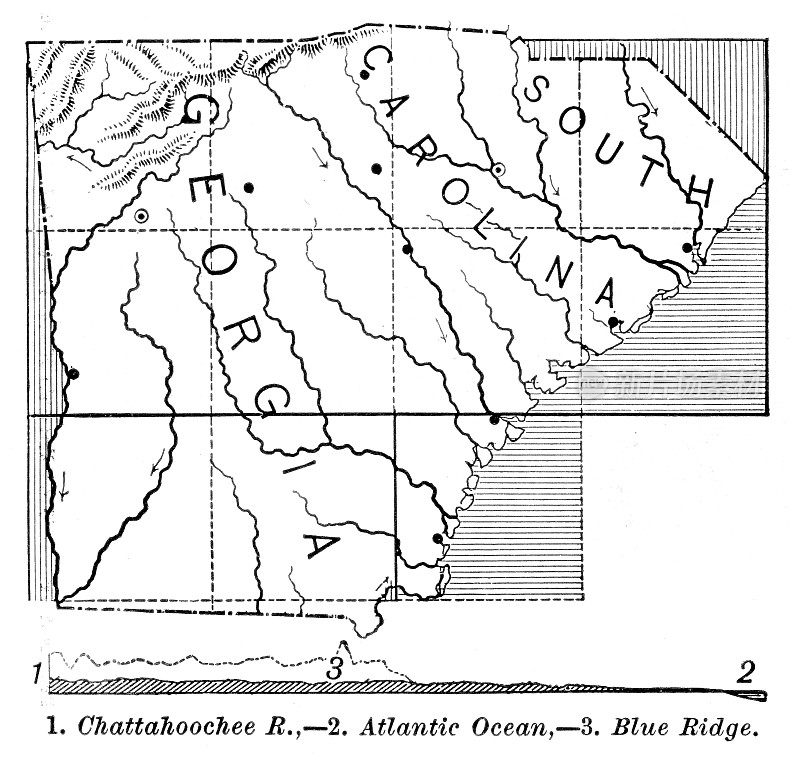 南卡罗来纳和乔治亚州地图1886