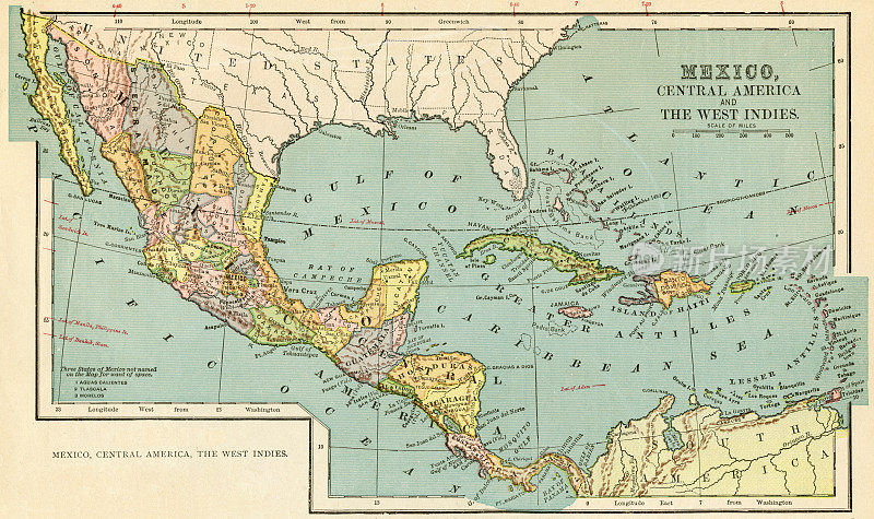 1899年墨西哥和中美洲地图