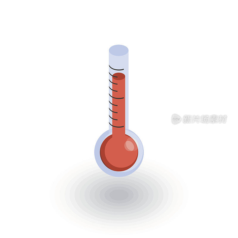 温度计、天气或医疗设备等距平面图标。三维向量