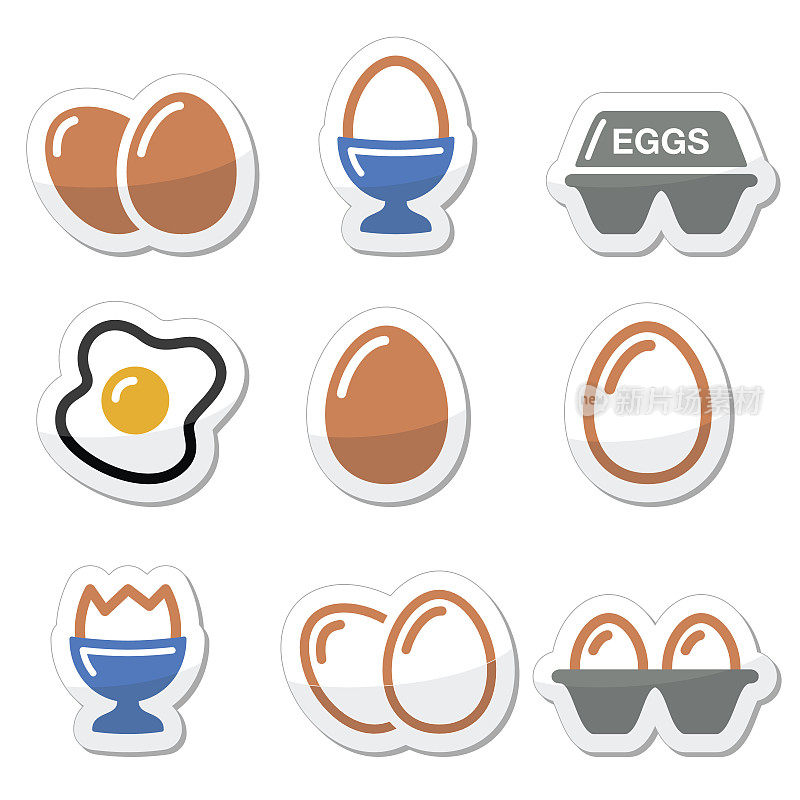 蛋，煎蛋，蛋盒图标集
