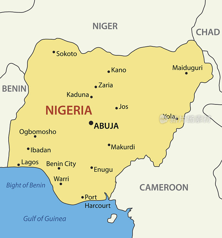 尼日利亚联邦共和国-矢量地图