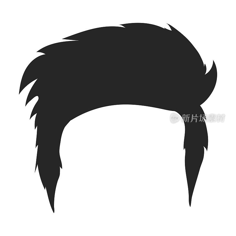 男人的发型图标在黑色的风格孤立在白色的背景。胡子符号股票矢量插图。