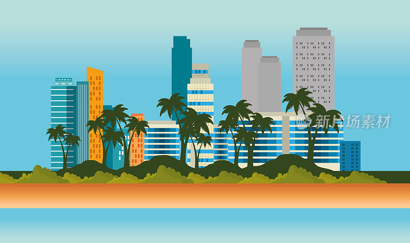 迈阿密海滩的城市风景
