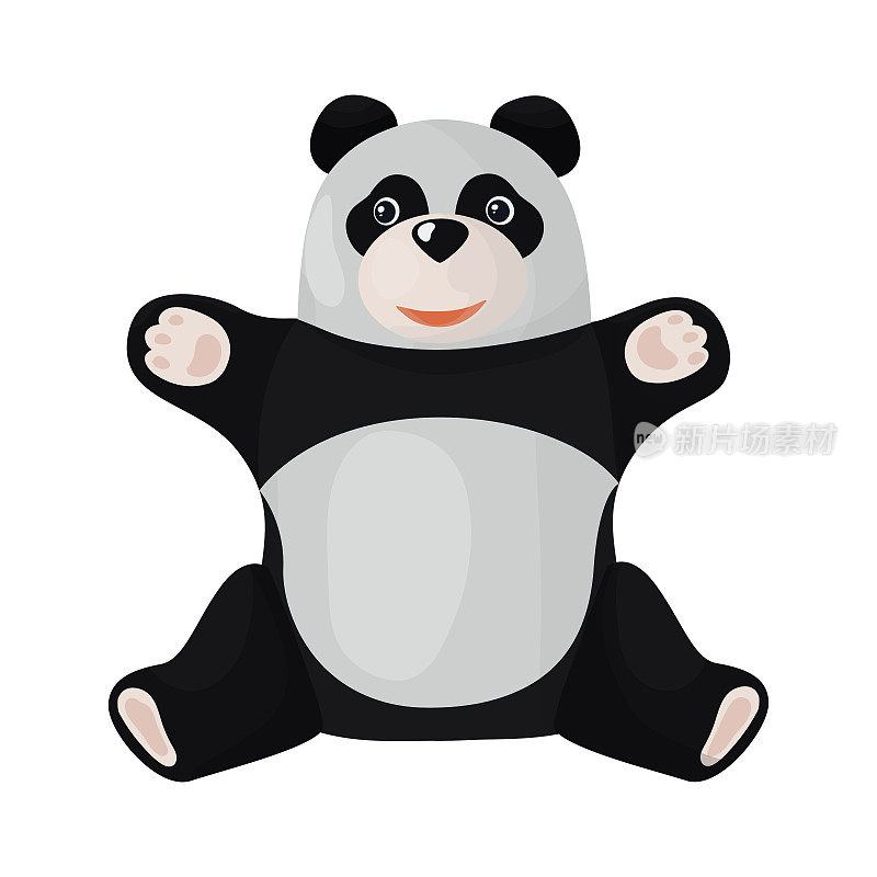 矢量插图的一个可爱的小熊猫玩具在卡通风格。毛绒玩具的孩子熊猫熊。