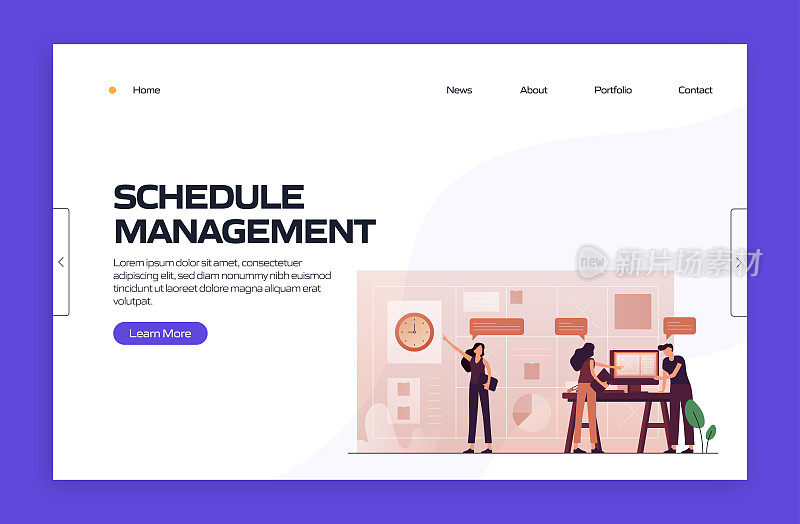 计划管理概念矢量插图登陆页面模板，网站横幅，广告和营销材料，在线广告，业务演示等。