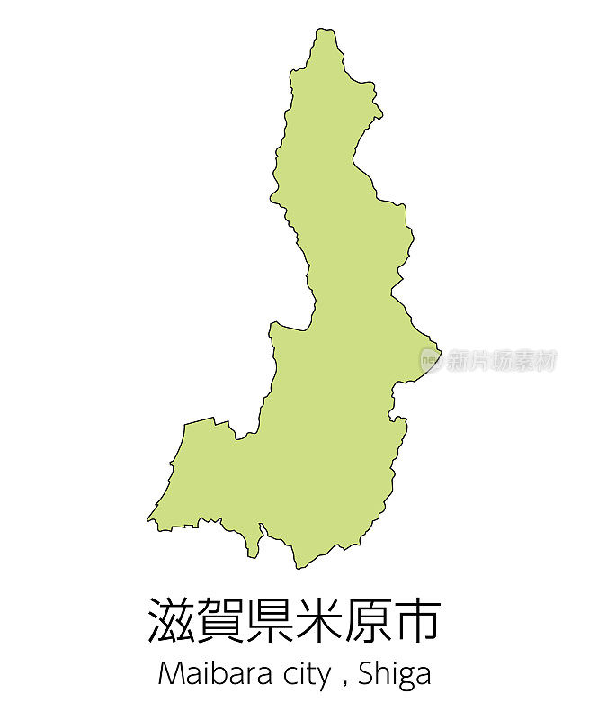 日本滋贺县迈原市地图。意为:滋贺县迈原市。