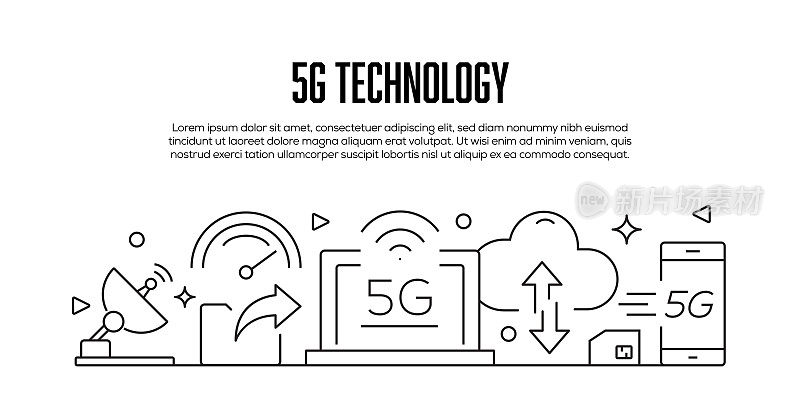 与5G技术相关的现代线条风格横幅设计