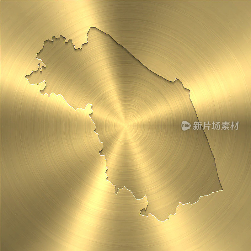 Marche地图上的金色背景-圆形拉丝金属纹理