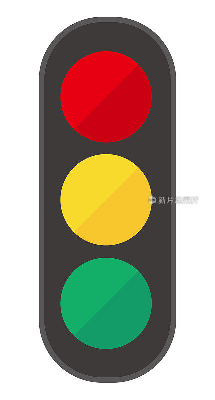 垂直交通信号灯。交通平面设计的矢量插图。