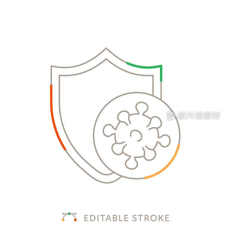 具有可编辑Stroke的病毒防护多色线图标