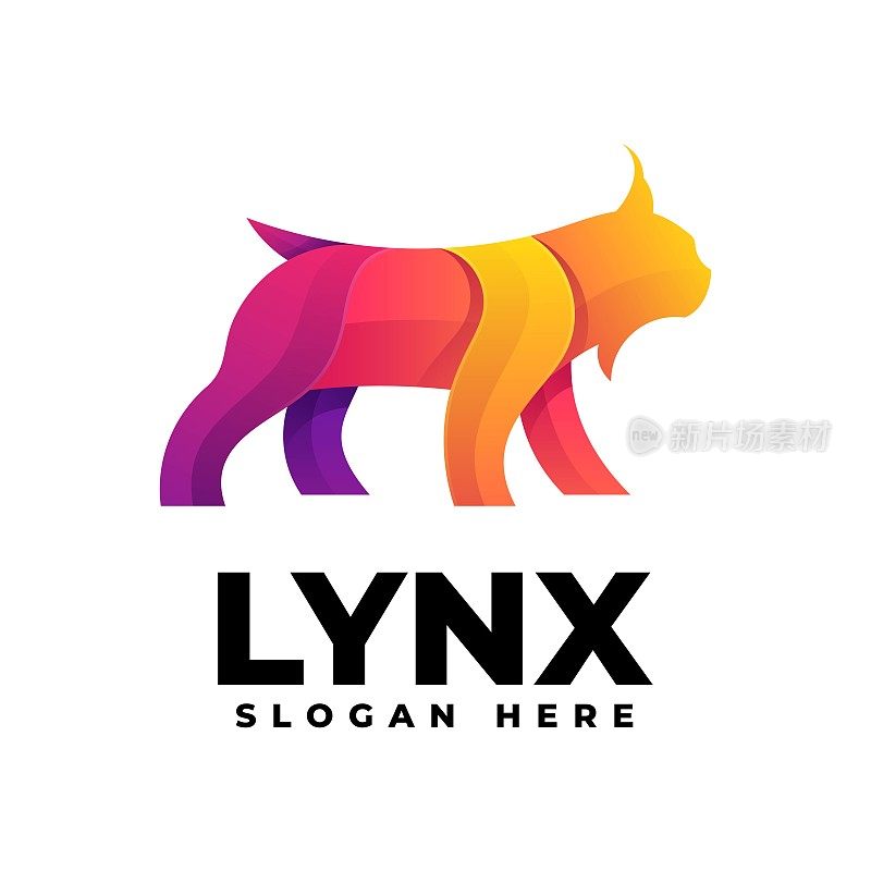 矢量插图Lynx梯度彩色风格。