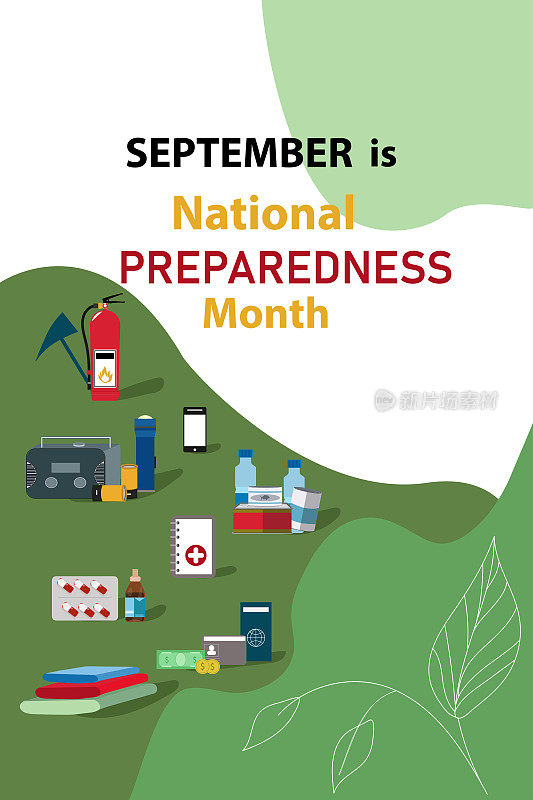9月是国家备灾月，配有工具组成和应急计划图标。