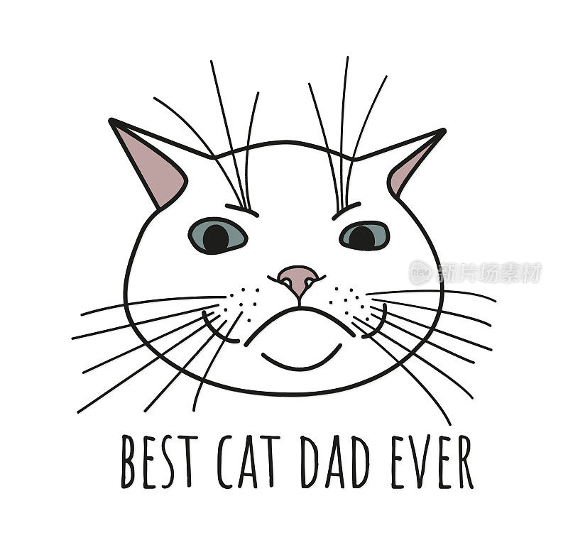 最好的猫爸爸猫爱人小猫主人卡通愤怒的猫脸