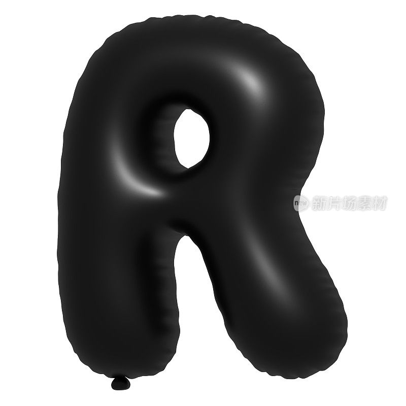 黑色氦气球3D字母R