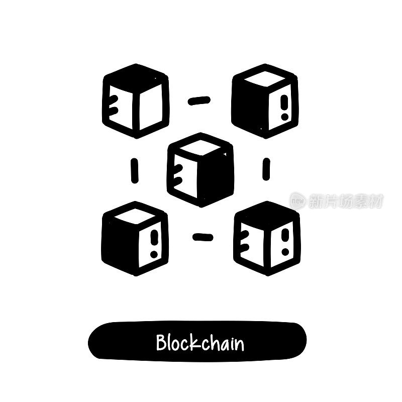 区块链图标。潮流风格矢量插图符号