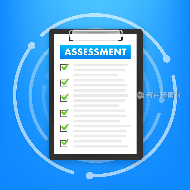 带评估的剪贴板检查表。服务用户体验评估。矢量插图。