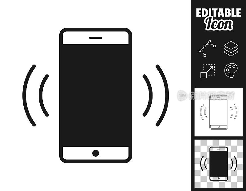 手机响了。图标设计。轻松地编辑
