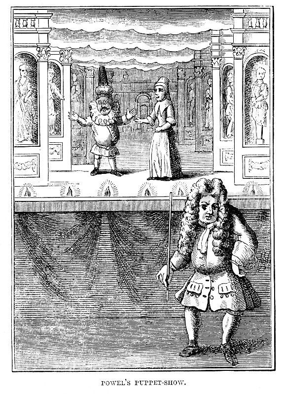 “打拳”木偶戏由马丁鲍威尔，讽刺，18世纪英国