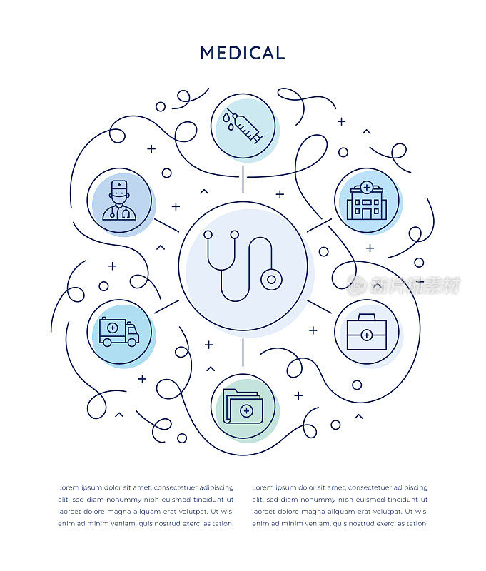 医疗六步信息图表模板
