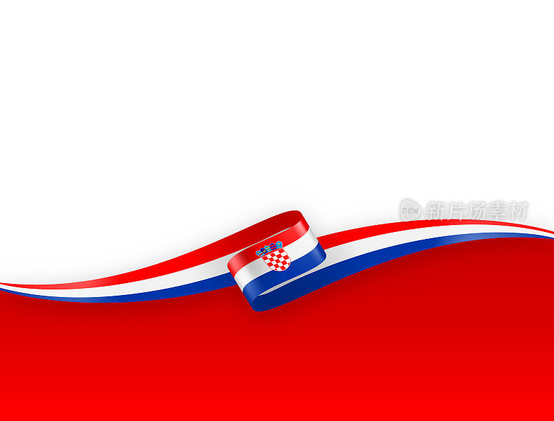 克罗地亚国旗丝带。克罗地亚国旗背景上的长条旗。模板。复制空间。矢量股票插图