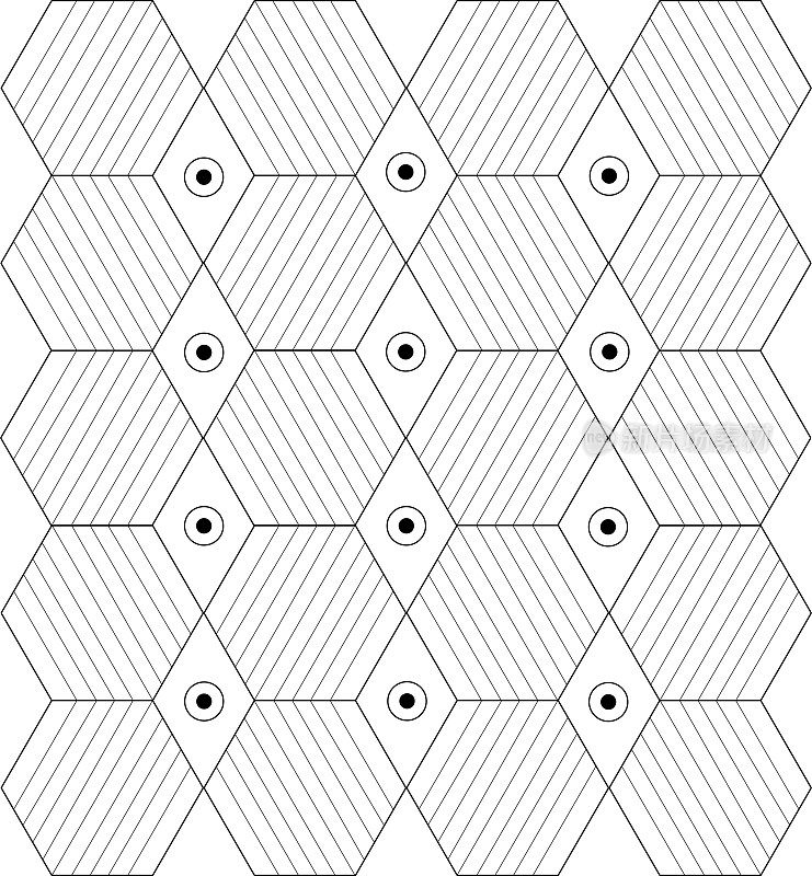 六角形单色无缝图案。复古几何无尽的图案。单色几何图案。