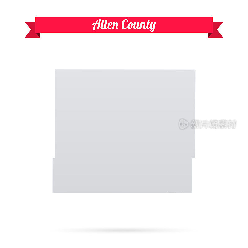 艾伦县，堪萨斯州。白底红旗地图