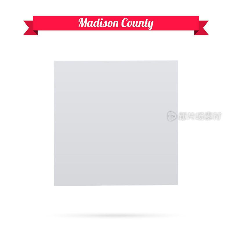内布拉斯加州麦迪逊县。白底红旗地图