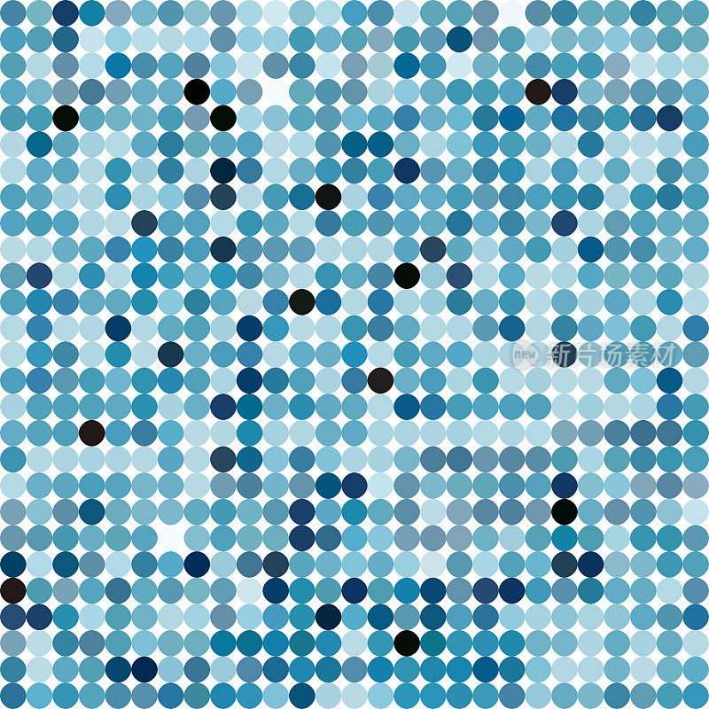 矢量蓝色波尔卡点像素纹理抽象背景