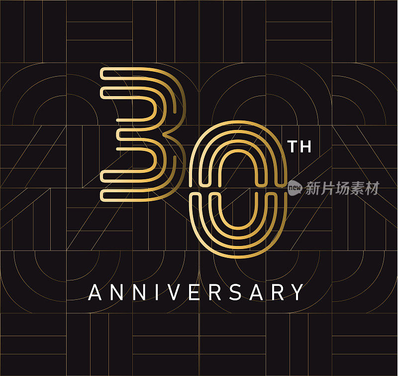 黄金30周年广场标志几何排版设计