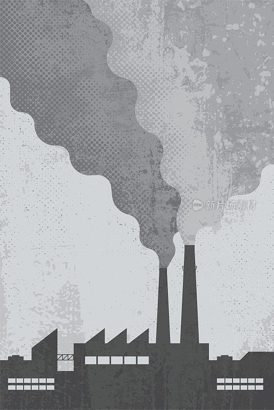 工厂烟囱烟雾工业空气污染垃圾背景