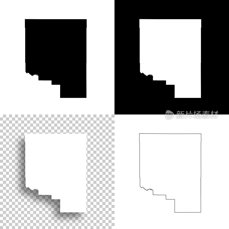 图尔县，蒙大拿州。设计地图。空白，白色和黑色背景