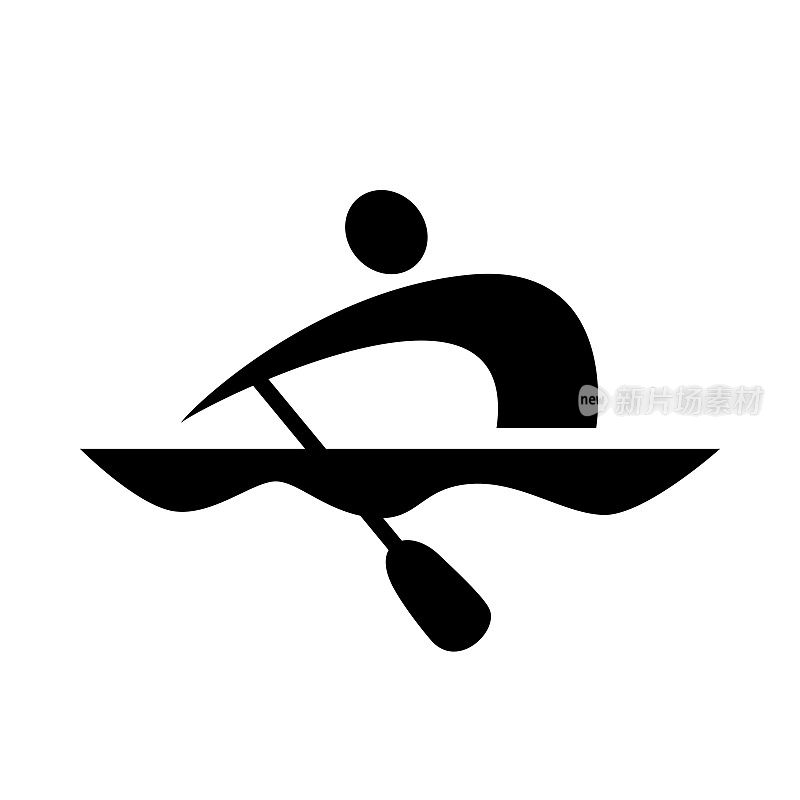 划船划独木舟-矢量图标。运动的种类