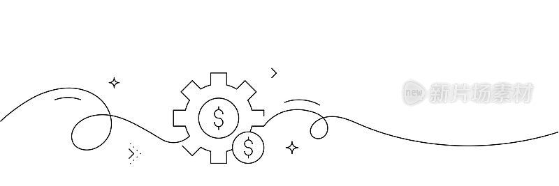 连续线条绘制赚钱图标。手绘符号矢量插图。