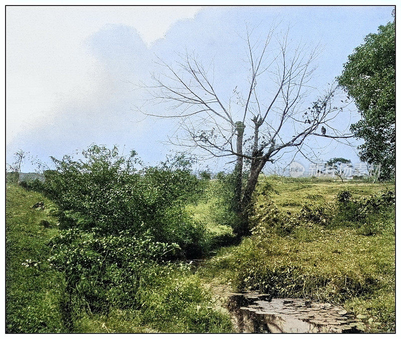 古色古香的黑白照片:古巴圣克拉拉的鹰溪