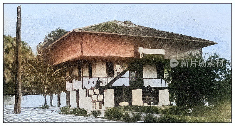 古色古香的黑白照片:菲律宾圣罗克的房子