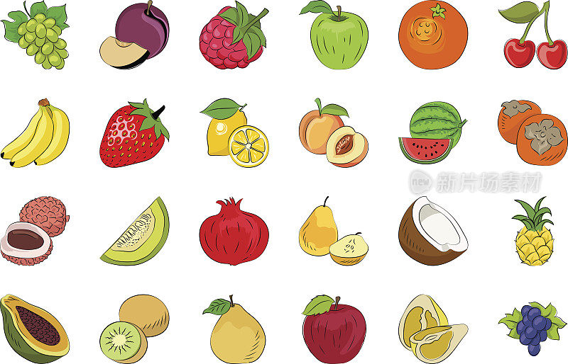 蔬菜和水果手绘彩色矢量图标2