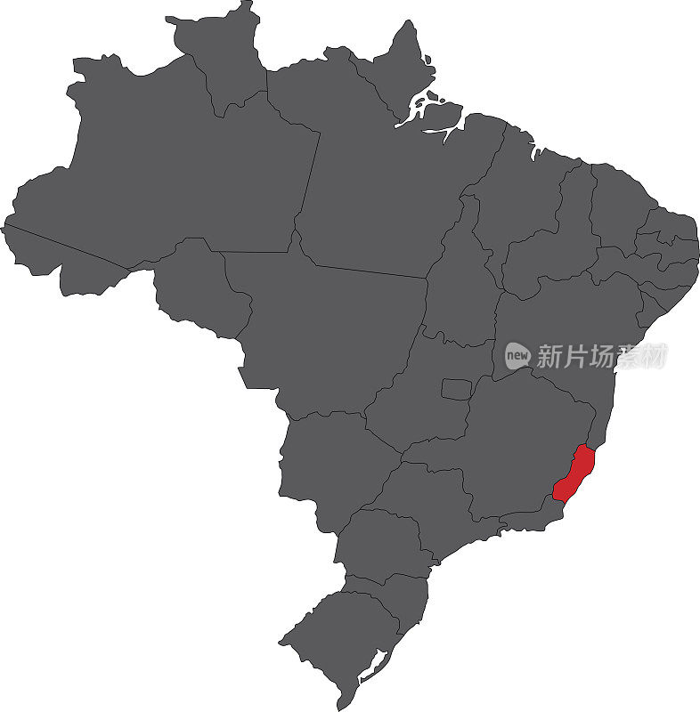 圣埃斯皮里图红色在灰色巴西地图矢量